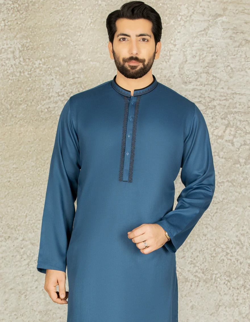 PERSIAN BLUE BLENDED KURTA | JJK-S-US-34154/S22/JJ8129-SF - Image 3