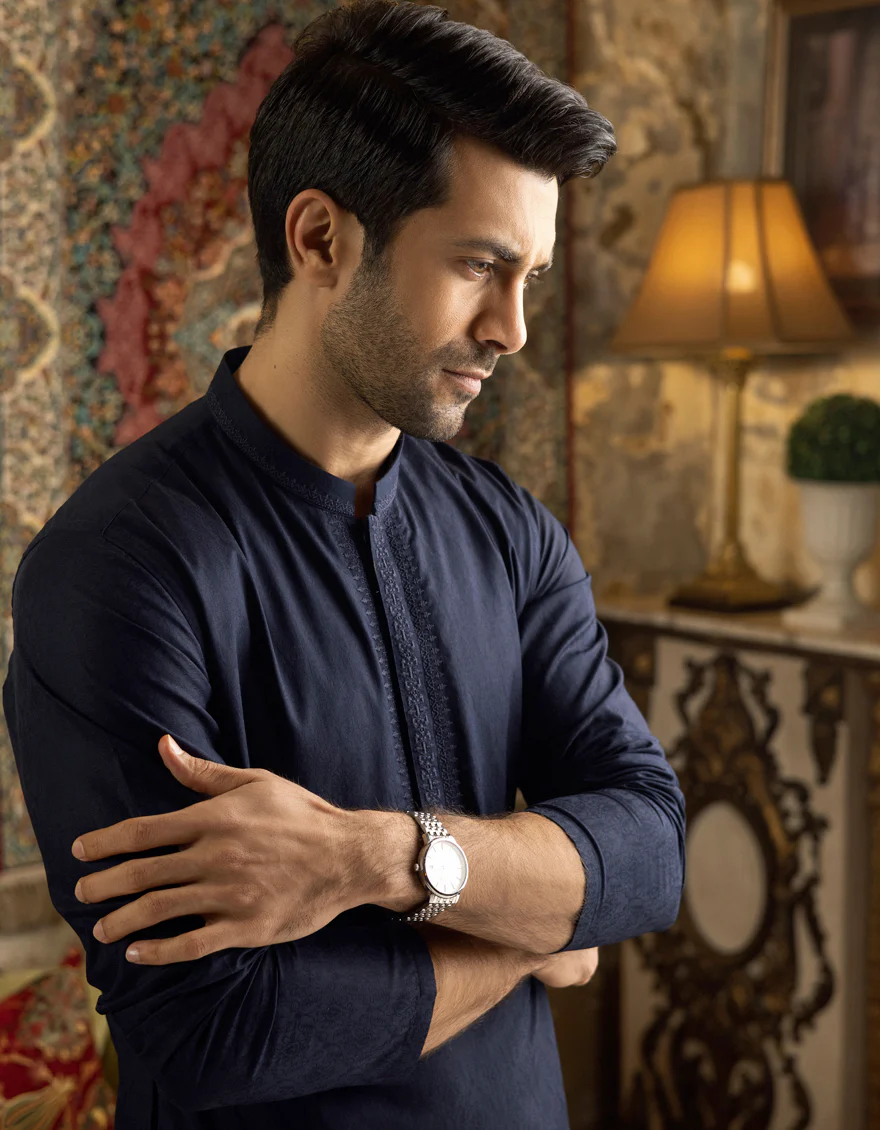 MID NIGHT BLUE COTTON KURTA | JJK-S-US-34162/S22/JJ7661-SF - Image 2