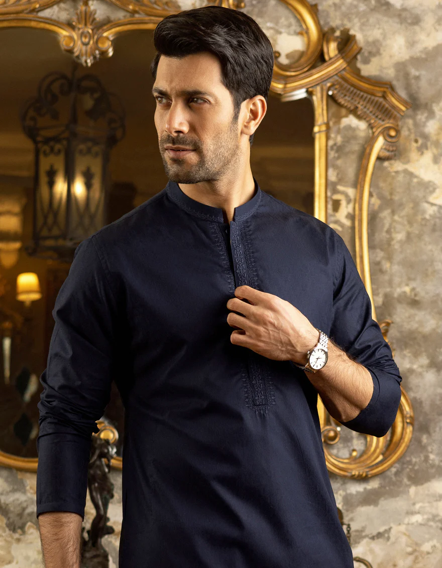 MID NIGHT BLUE COTTON KURTA | JJK-S-US-34162/S22/JJ7661-SF - Image 4