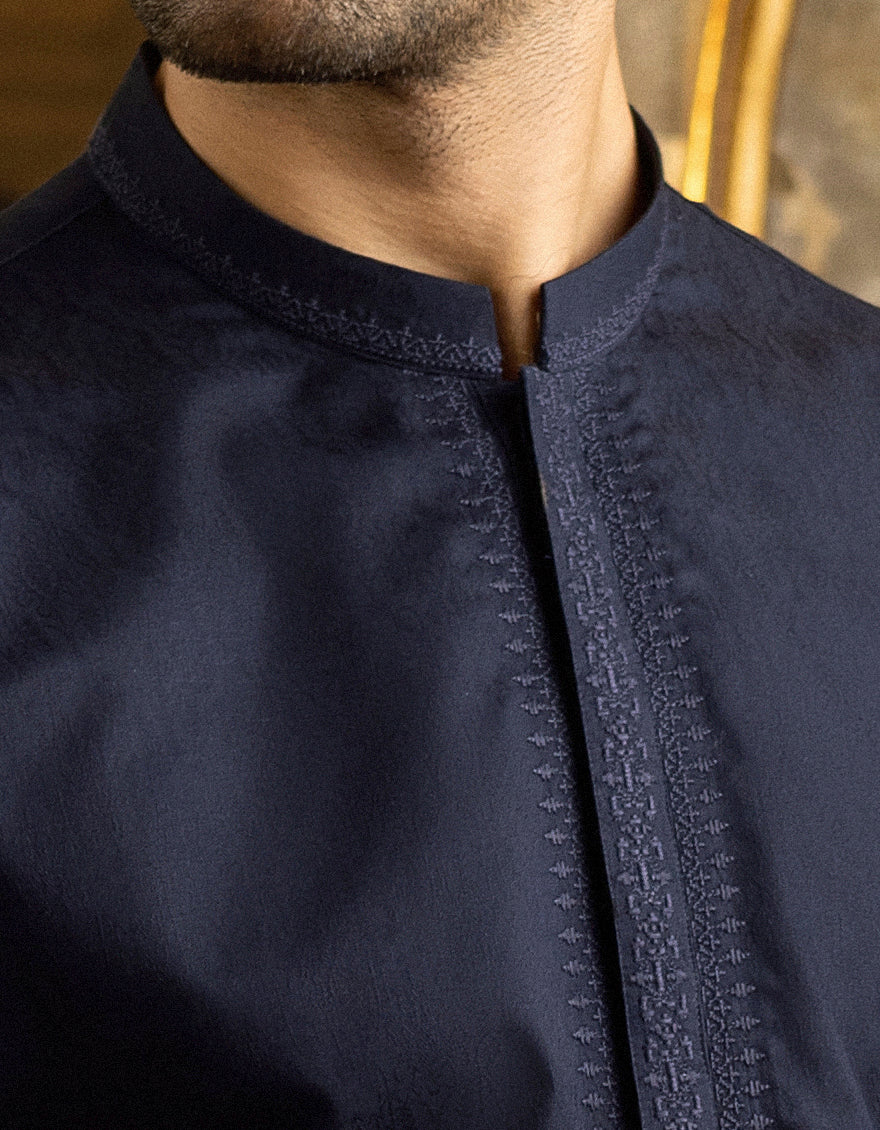 MID NIGHT BLUE COTTON KURTA | JJK-S-US-34162/S22/JJ7661-SF - Image 5