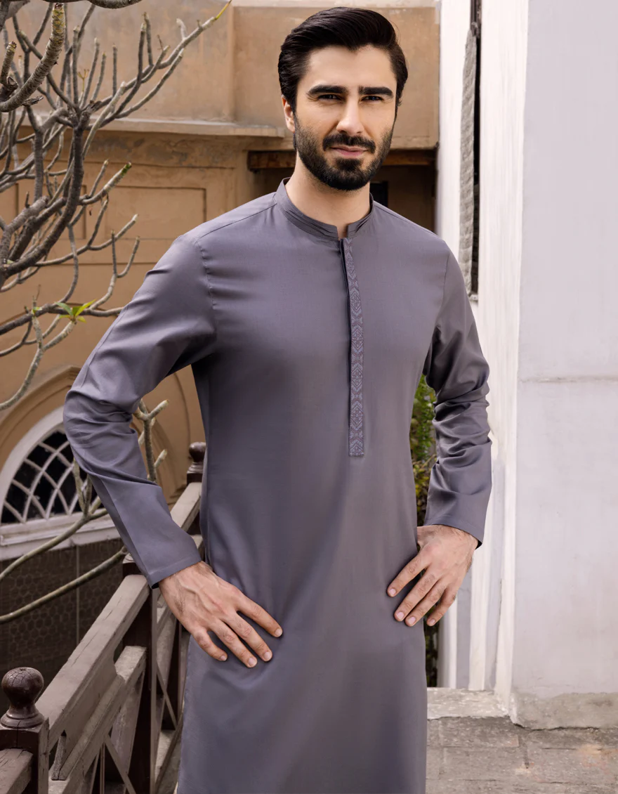 SLATE GREY COTTON KURTA | JJK-S-US-34165/S22/JJ8133-SF - Image 3