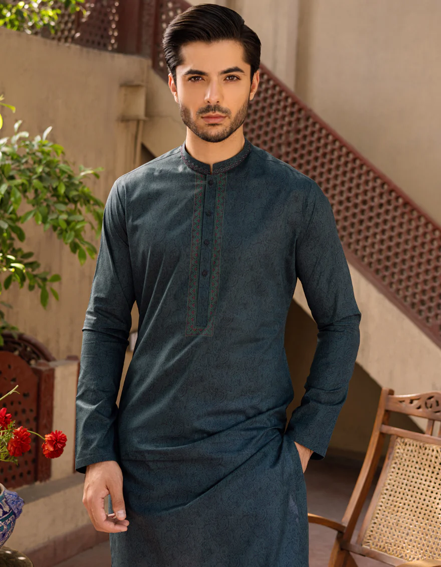 DARK GREEN COTTON KURTA | JJK-S-US-34170/S22/JJ7546-SF - Image 2