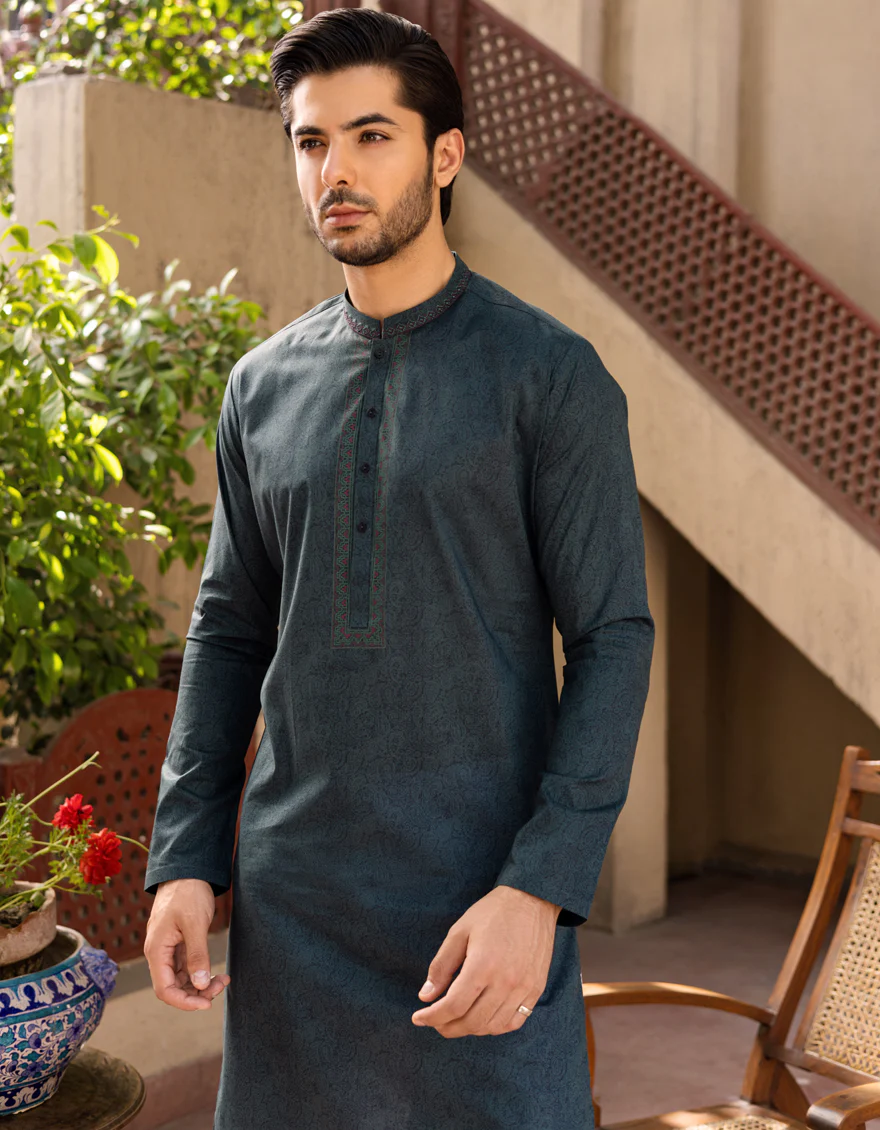 DARK GREEN COTTON KURTA | JJK-S-US-34170/S22/JJ7546-SF - Image 3