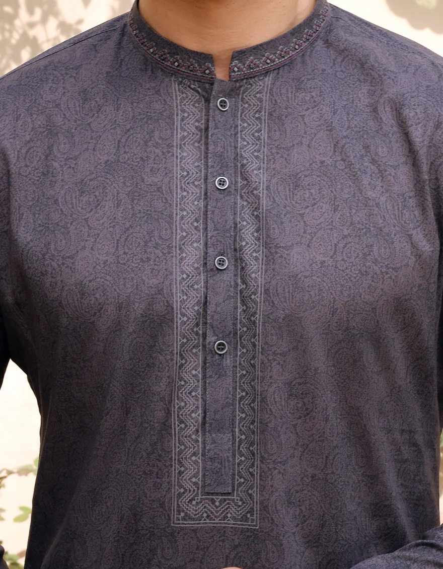 CHARCOAL GREY COTTON KURTA | JJK-S-US-34171/S22/JJ7546-SF - Image 2
