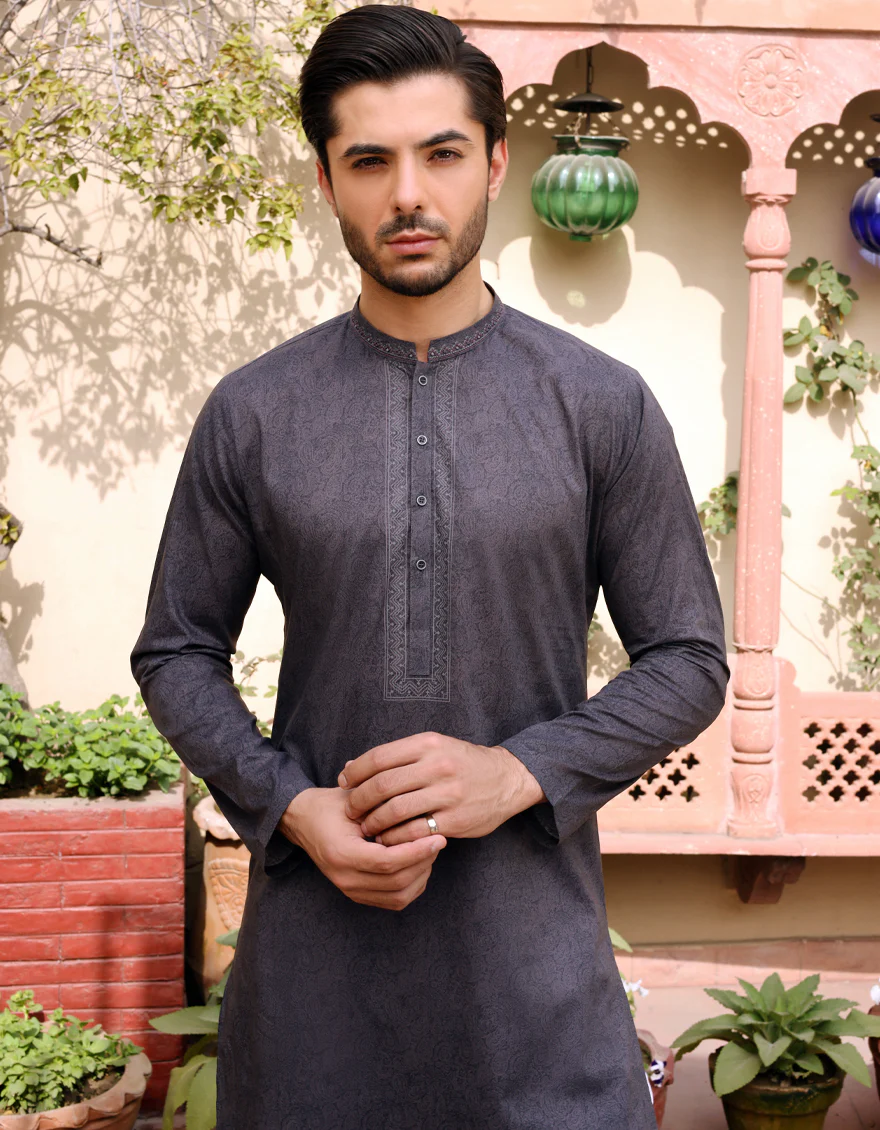 CHARCOAL GREY COTTON KURTA | JJK-S-US-34171/S22/JJ7546-SF - Image 3