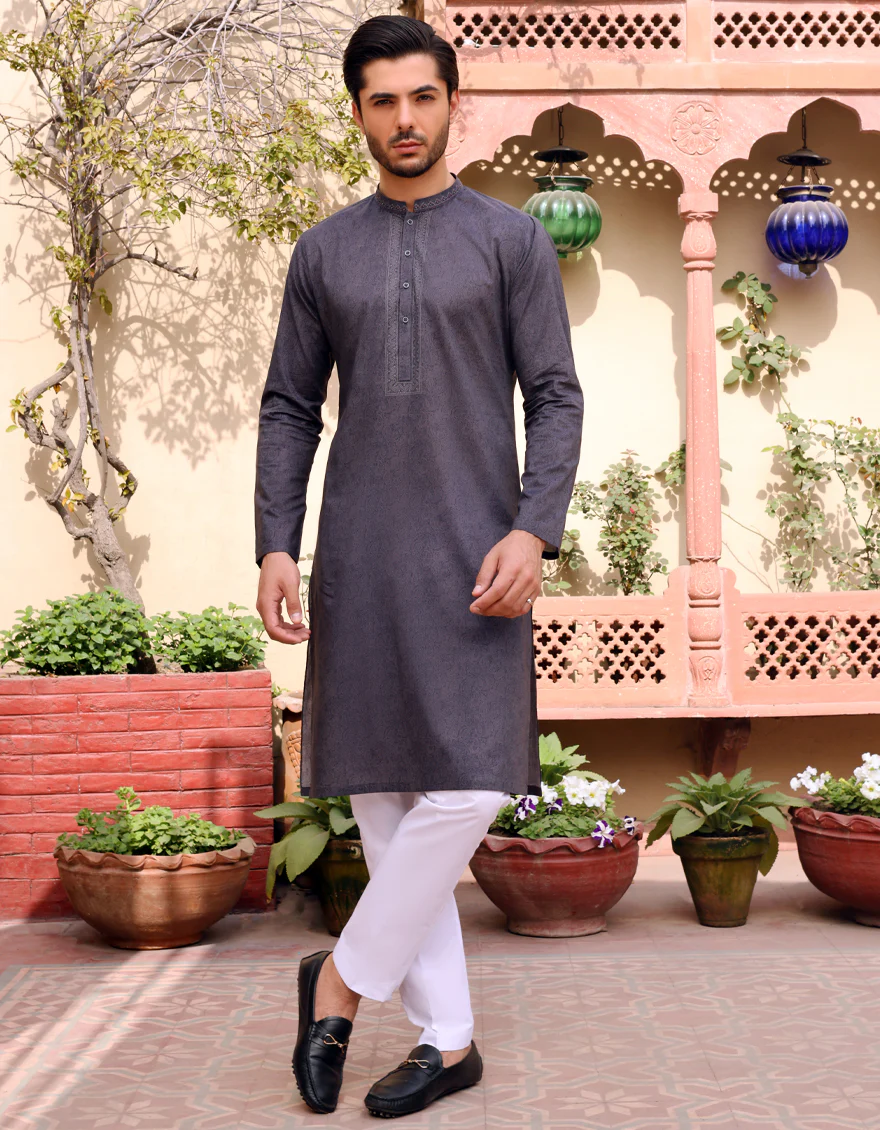 CHARCOAL GREY COTTON KURTA | JJK-S-US-34171/S22/JJ7546-SF - Image 4