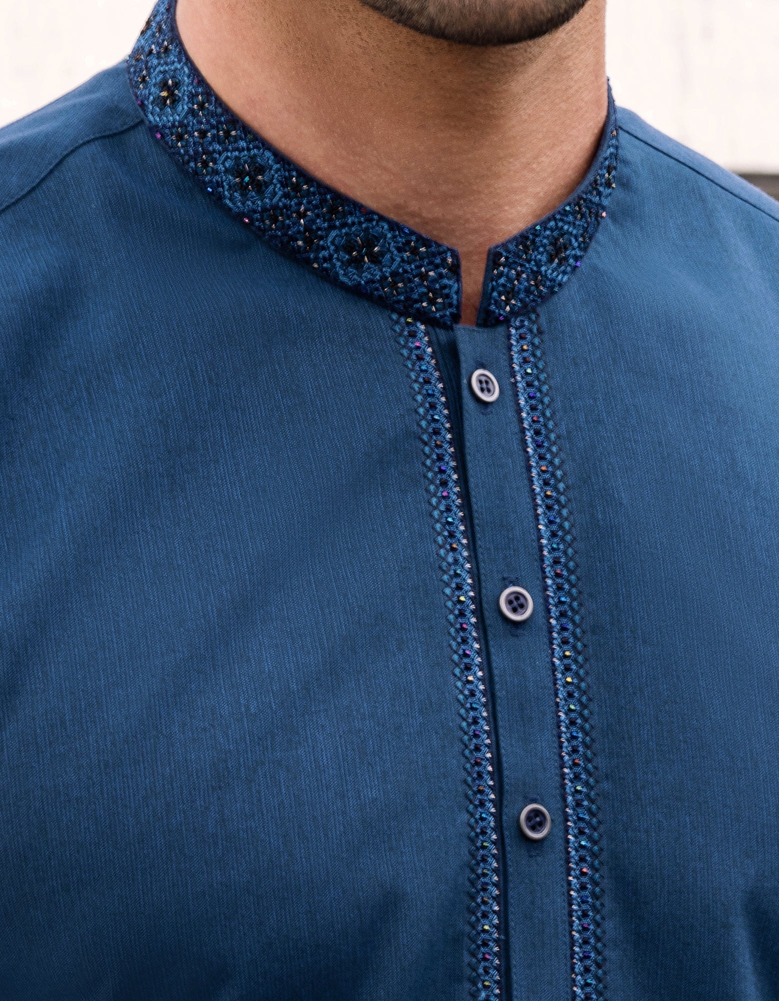 DARK TEAL BLENDED KURTA | JJK-S-US-34174/S22/JJ7628-FL - Image 2
