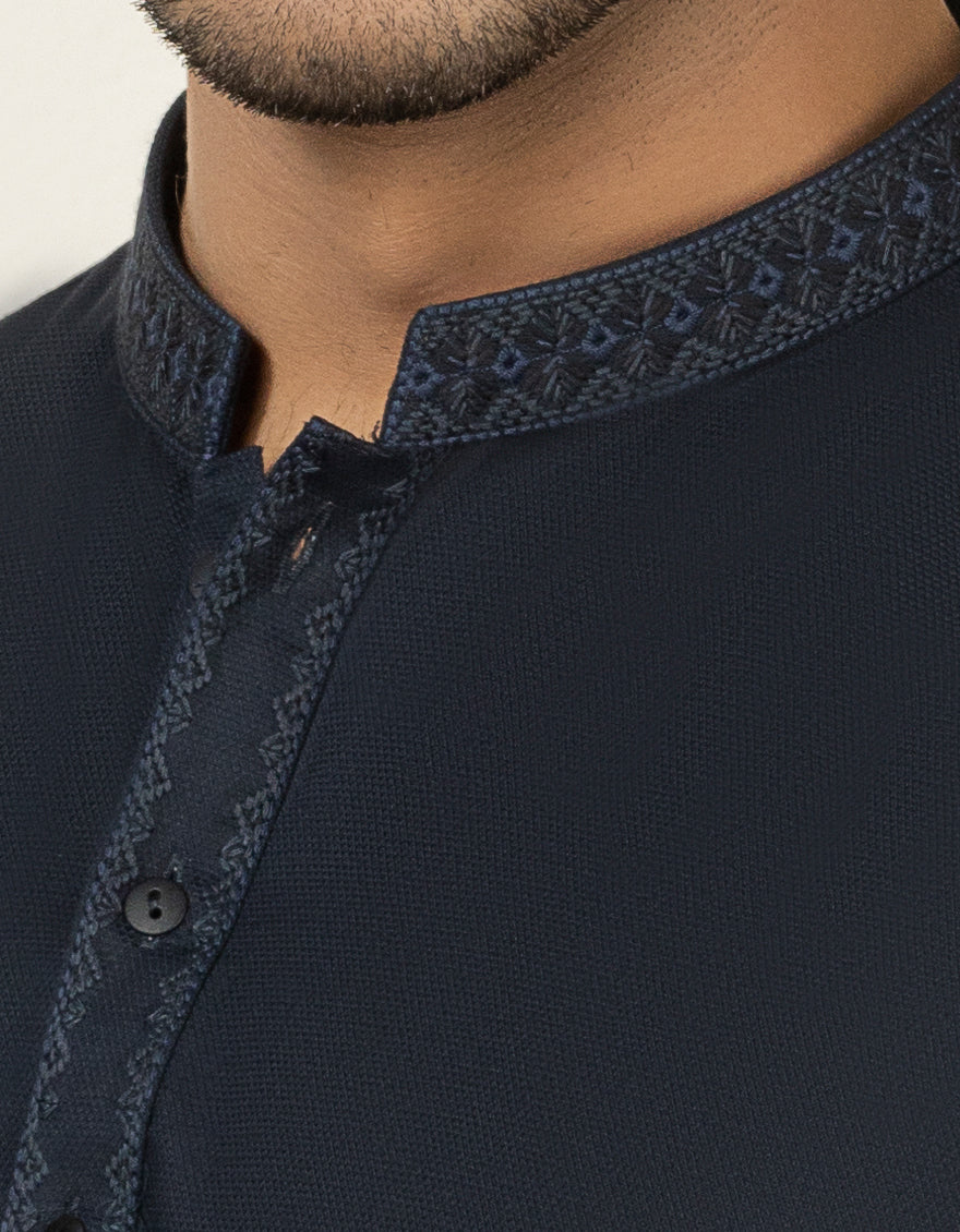 MID NIGHT BLUE BLENDED KURTA | JJK-S-US-34184/S22/JJ7626-SF - Image 2