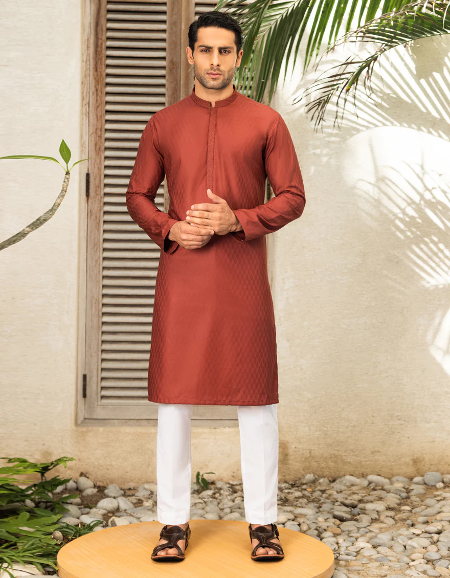 DULL RED COTTON KURTA | JJK-S-US-34198/S22/JJ8125-SF - Image 2