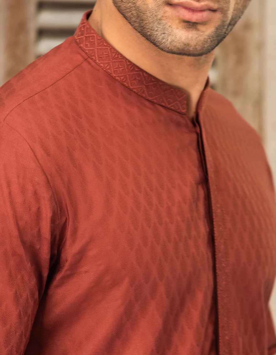 DULL RED COTTON KURTA | JJK-S-US-34198/S22/JJ8125-SF - Image 3
