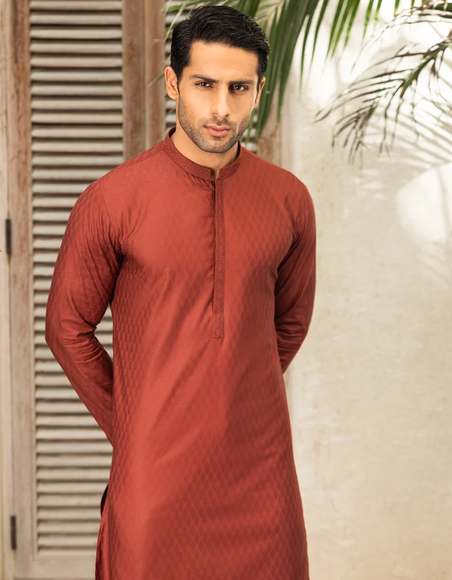 DULL RED COTTON KURTA | JJK-S-US-34198/S22/JJ8125-SF - Image 4