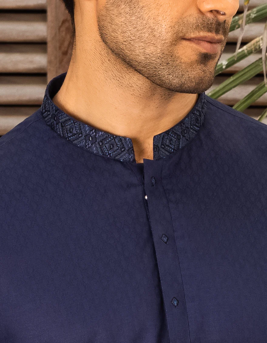 NAVY BLUE COTTON KURTA | JJK-S-US-34200/S22/JJ8187-SF - Image 2