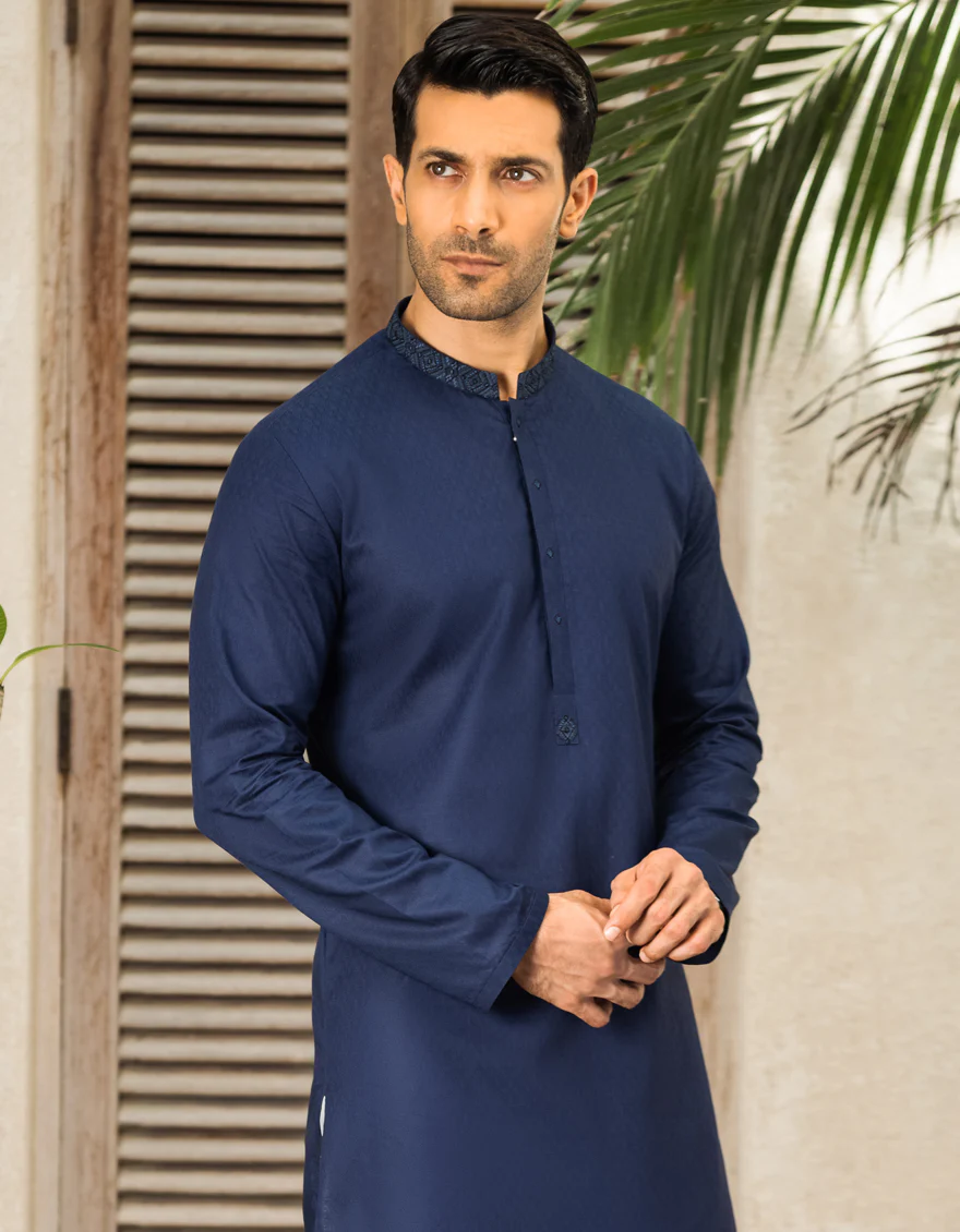 NAVY BLUE COTTON KURTA | JJK-S-US-34200/S22/JJ8187-SF - Image 3