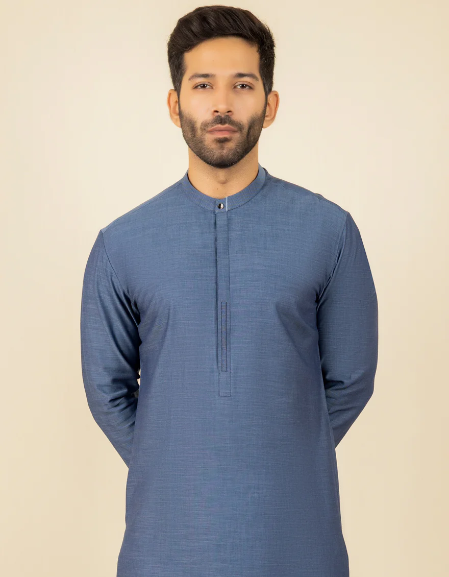 DENIM BLUE COTTON KURTA | JJK-S-US-34206/S22/JJ7662-CL - Image 3