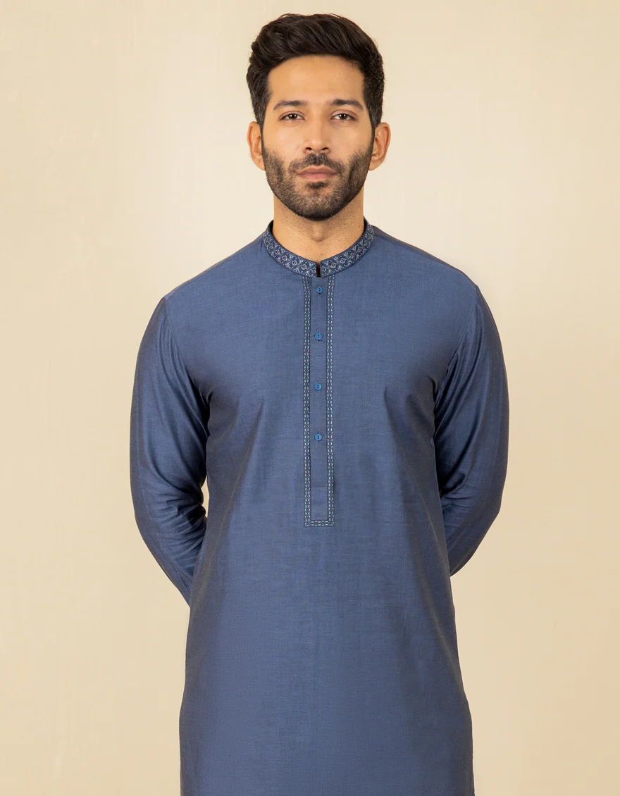 DENIM BLUE COTTON KURTA | JJK-S-US-34216/S22/JJ8251-FL - Image 3