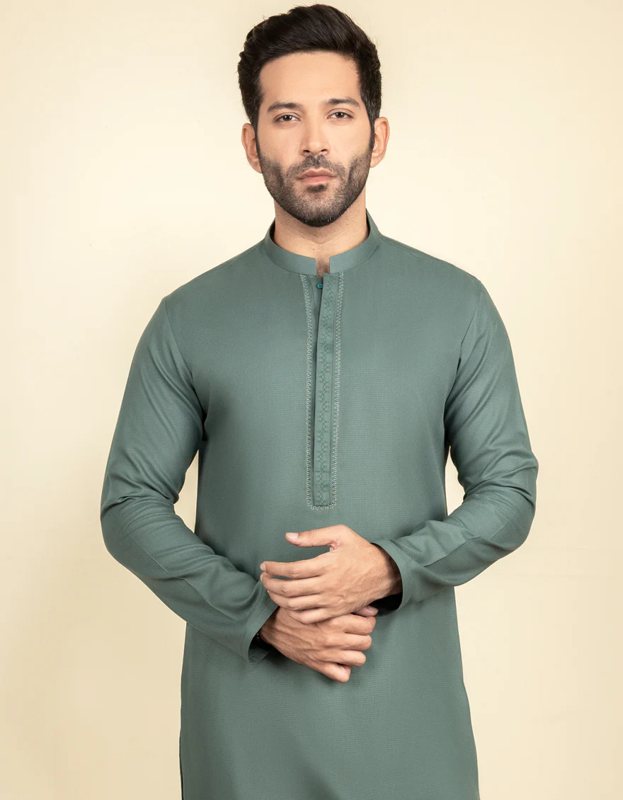 JADE GREEN BLENDED KURTA | JJK-S-US-34232/S22/JJ8128-SF - Image 3