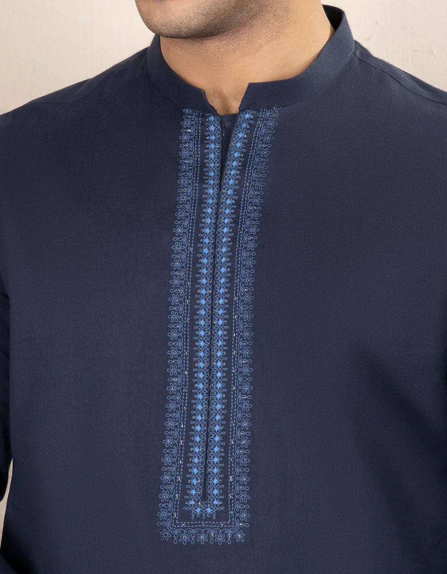 NAVY BLUE COTTON KURTA | JJK-S-US-34233/S22/JJ7636-FL - Image 2