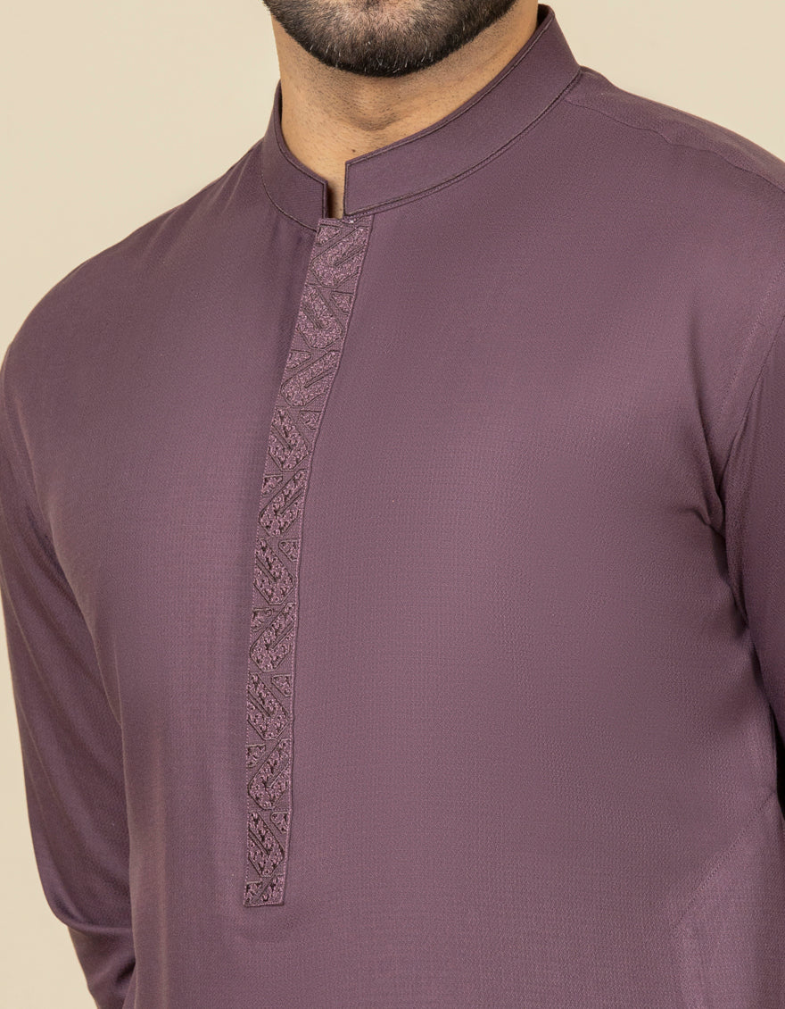 DARK PURPLE BLENDED KURTA | JJK-S-US-34241/S22/JJ8127-SF - Image 2