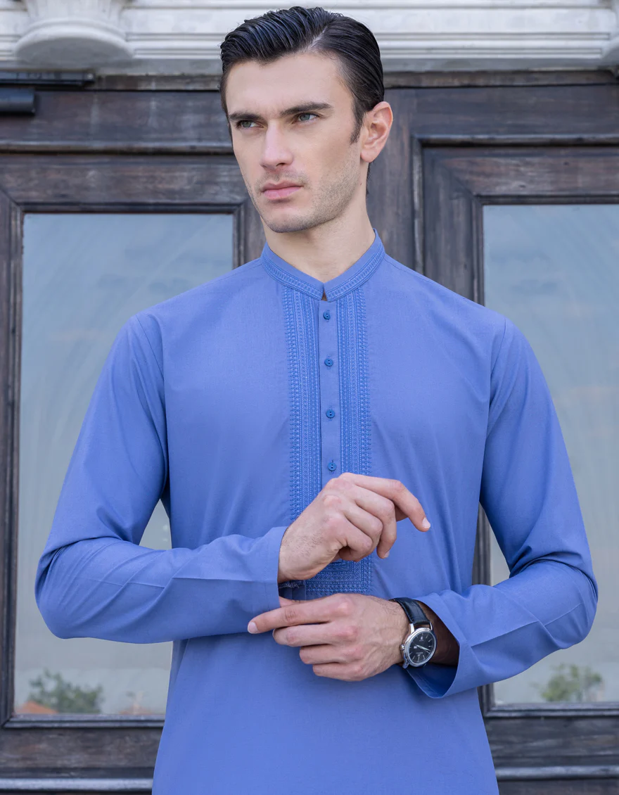 PERIWINKLE BLENDED KURTA | JJK-S-US-34291/S23/JJ8716-SF - Image 3