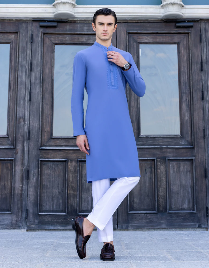 PERIWINKLE BLENDED KURTA | JJK-S-US-34291/S23/JJ8716-SF - Image 4