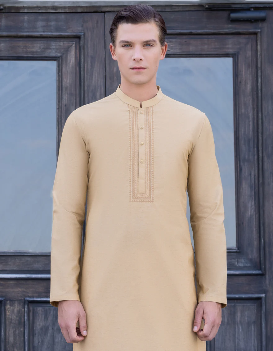 BEIGE BLENDED KURTA | JJK-S-US-34293/S23/JJ8716-SF - Image 2