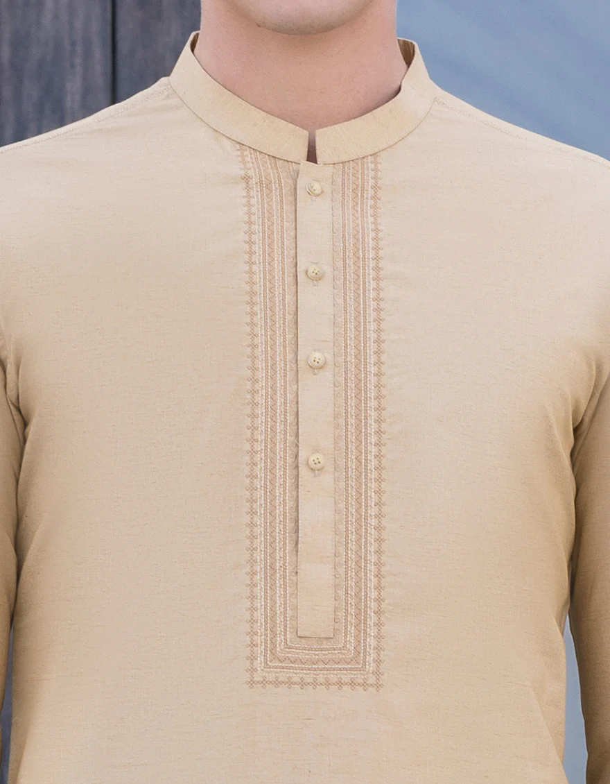 BEIGE BLENDED KURTA | JJK-S-US-34293/S23/JJ8716-SF - Image 3