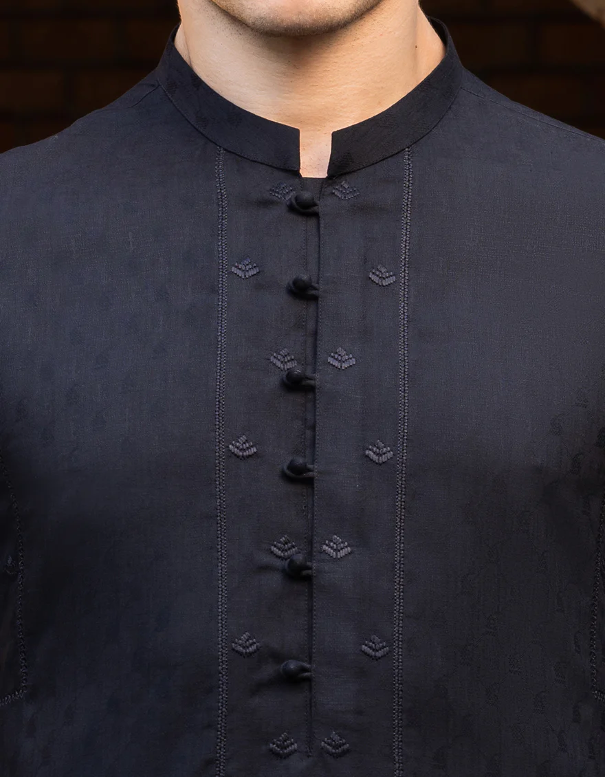 BLACK BLENDED KURTA | JJK-S-US-34294/S23/JJ8629-SF - Image 3