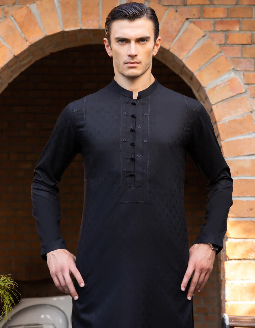 BLACK BLENDED KURTA | JJK-S-US-34294/S23/JJ8629-SF - Image 4