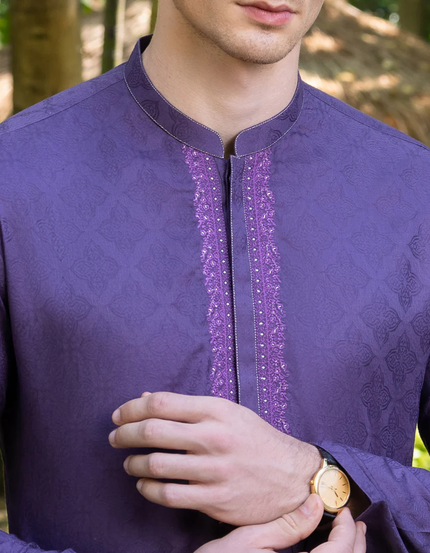 PURPLE COTTON KURTA | JJK-S-US-34296/S23/JJ8679-SF - Image 2