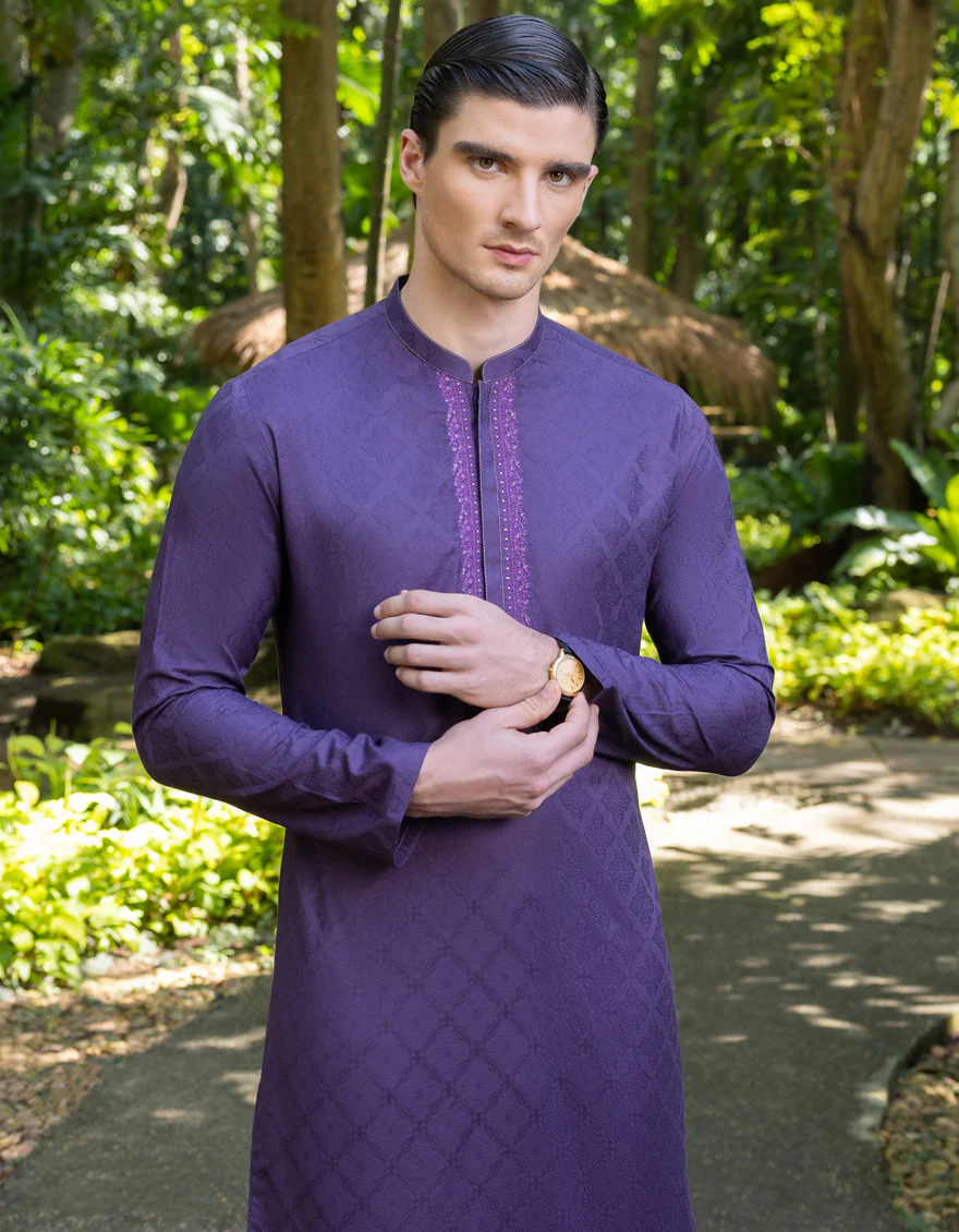 PURPLE COTTON KURTA | JJK-S-US-34296/S23/JJ8679-SF - Image 3