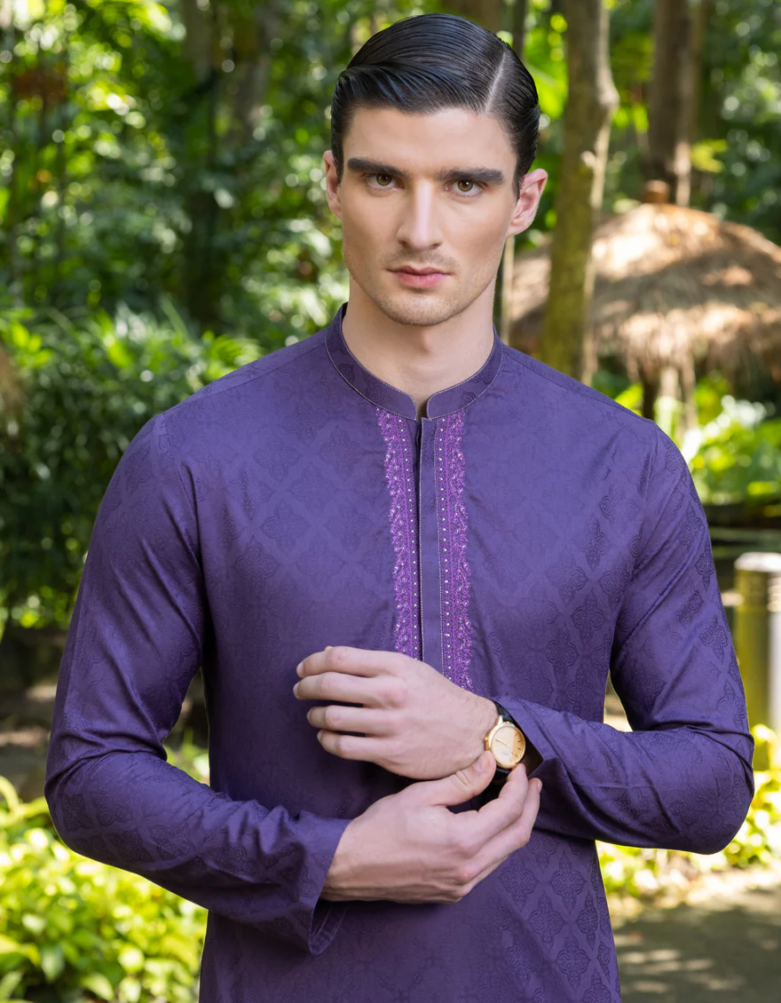 PURPLE COTTON KURTA | JJK-S-US-34296/S23/JJ8679-SF - Image 4