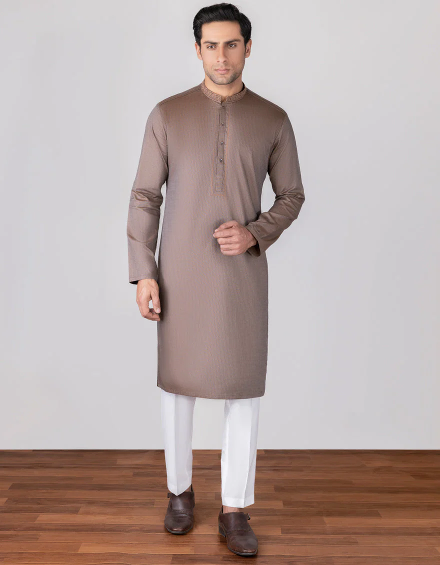 HATCHED RUST COTTON KURTA | JJK-S-US-34300/S23/JJ8674-SF