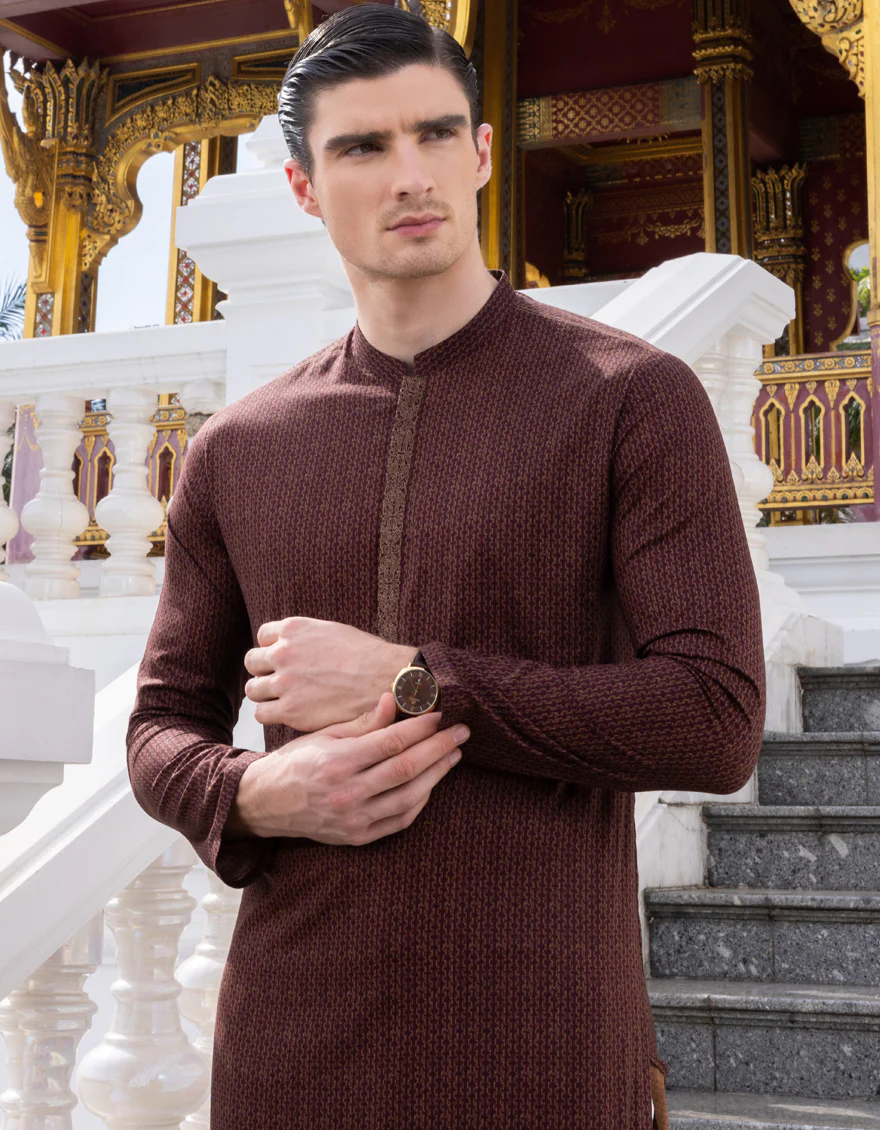 DEEP RED COTTON KURTA | JJK-S-US-34306/S23/JJ8771-SF - Image 3