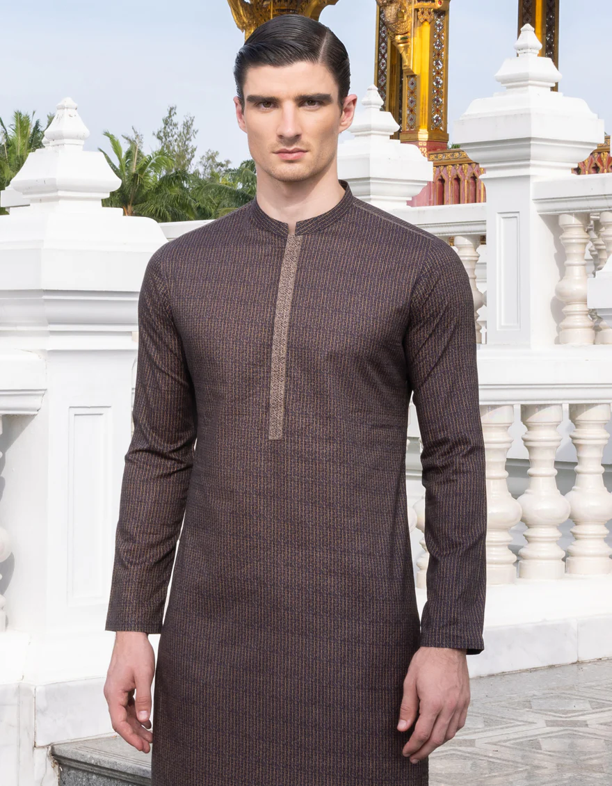 BLUE TEXTURE COTTON KURTA | JJK-S-US-34320/S23/JJ8771-SF - Image 3