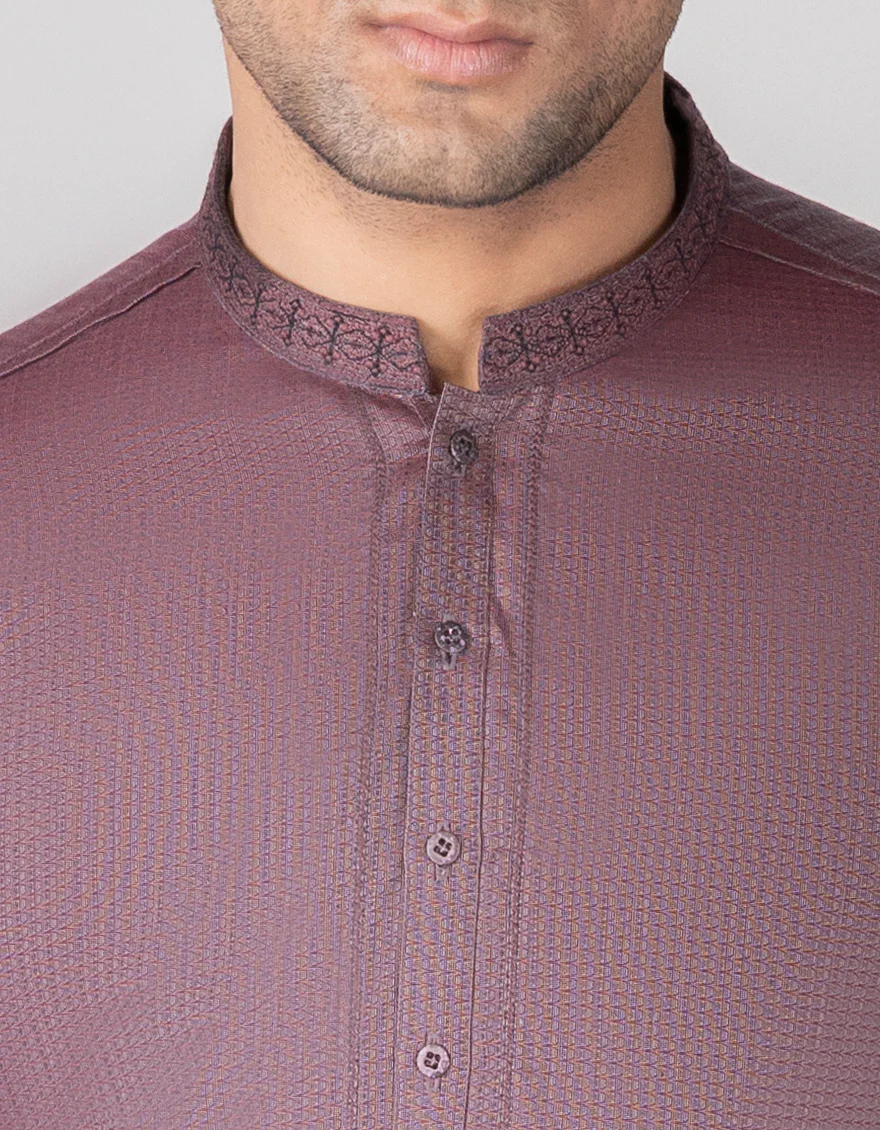 HATCHED VIOLET COTTON KURTA | JJK-S-US-34333/S23/JJ8674-SF - Image 2