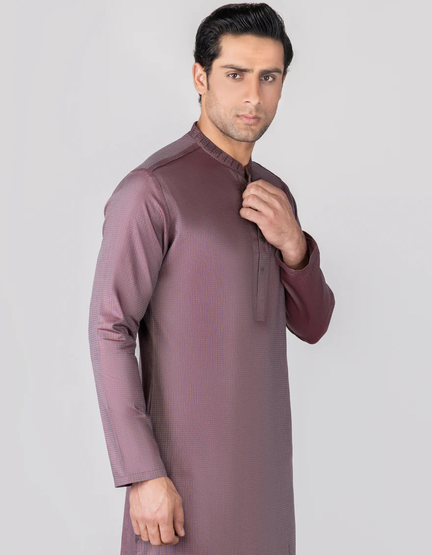 HATCHED VIOLET COTTON KURTA | JJK-S-US-34333/S23/JJ8674-SF - Image 3