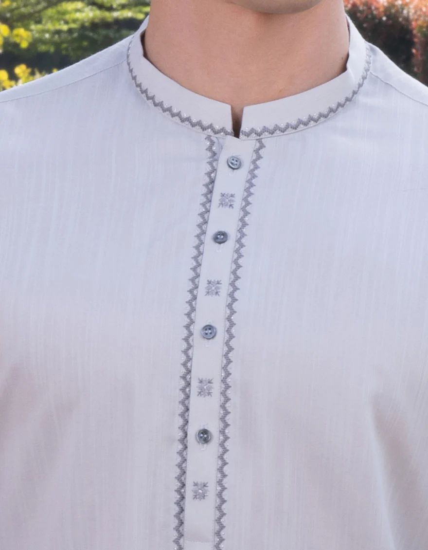 PALE GREY BLENDED KURTA | JJK-S-US-34343/S23/JJ8717-SF - Image 2