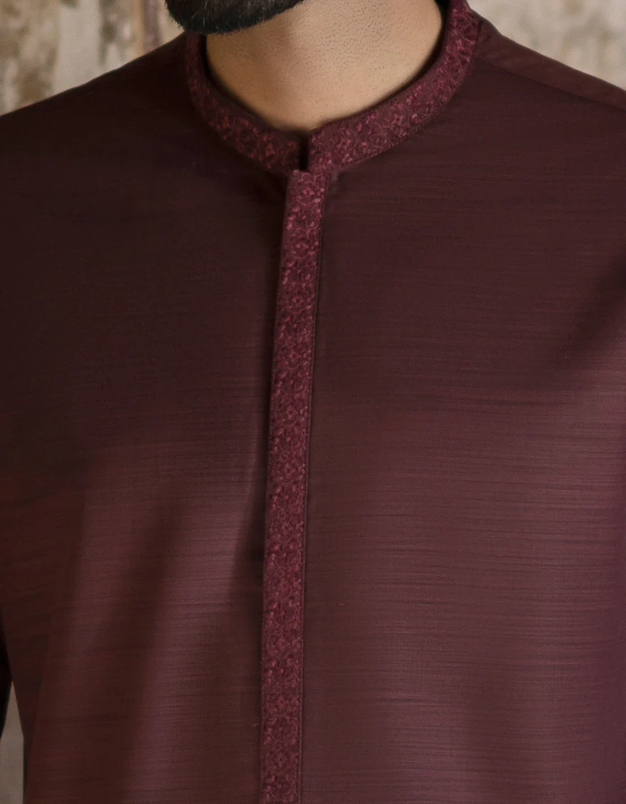 MAROON BLENDED KURTA | JJK-S-US-34367/S23/JJ8810-SF - Image 2