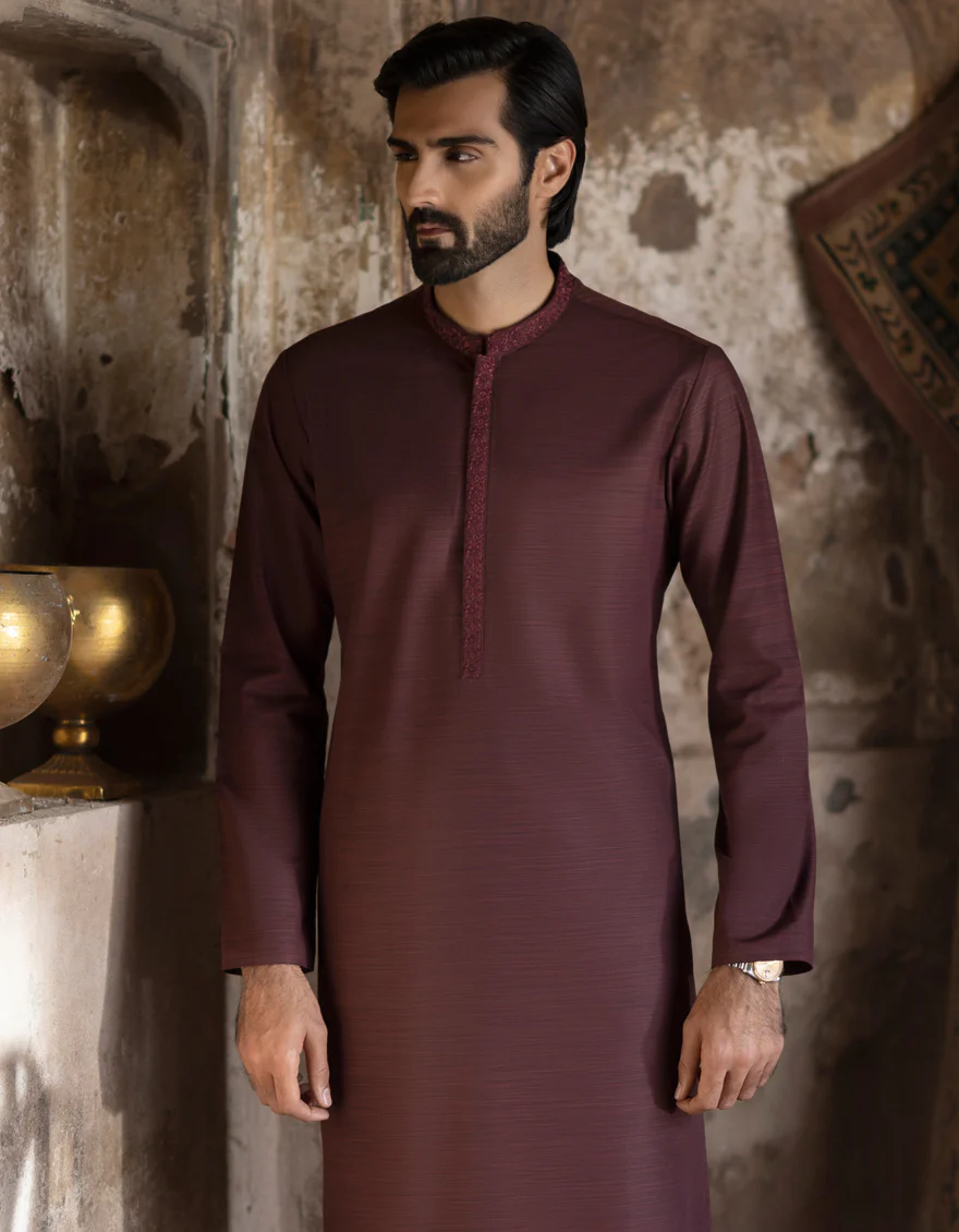 MAROON BLENDED KURTA | JJK-S-US-34367/S23/JJ8810-SF - Image 3