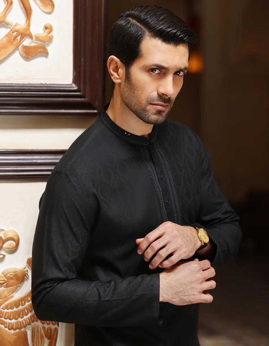 BLACK BLENDED KURTA | JJK-S-US-34377/S23/JJ8615-SF - Image 2