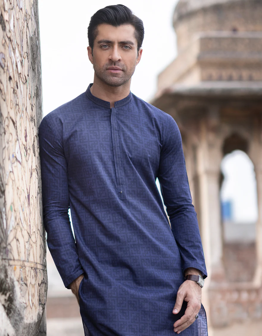 NAVY BLUE COTTON KURTA | JJK-S-US-34384/S23/JJ8771-SF - Image 2