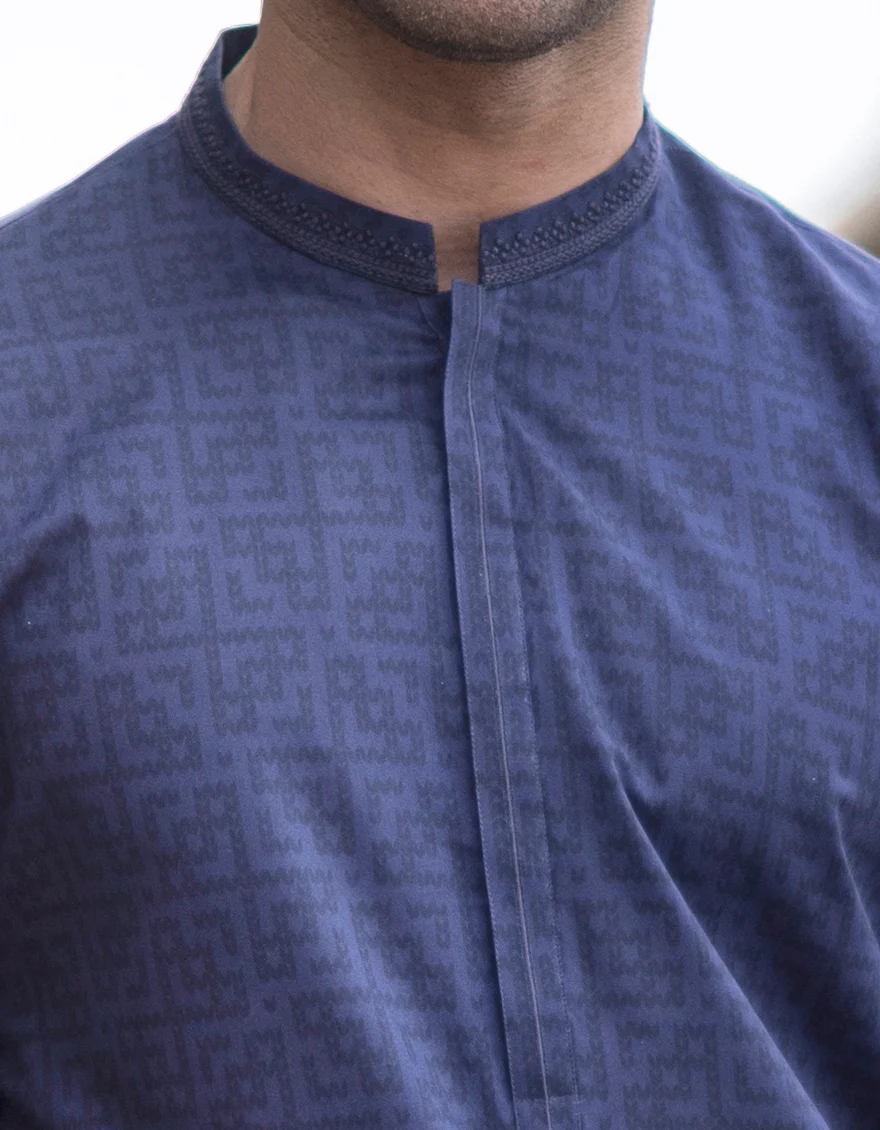 NAVY BLUE COTTON KURTA | JJK-S-US-34384/S23/JJ8771-SF - Image 3