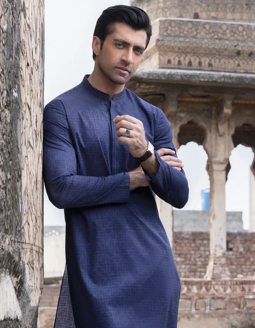 NAVY BLUE COTTON KURTA | JJK-S-US-34384/S23/JJ8771-SF - Image 4