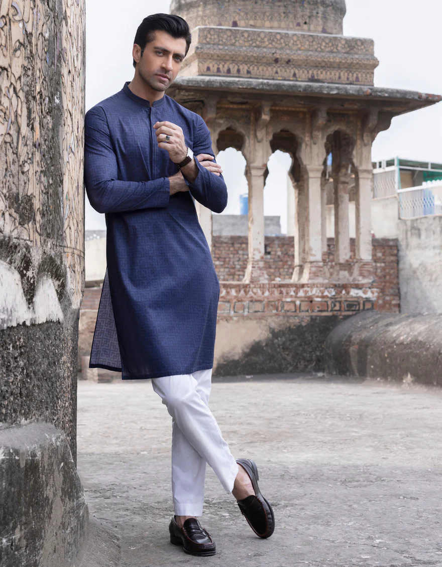 NAVY BLUE COTTON KURTA | JJK-S-US-34384/S23/JJ8771-SF - Image 5