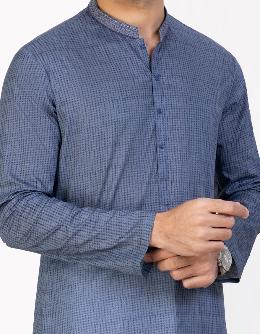 BLUE-GREY COTTON KURTA | JJK-S-US-34458/S23/JJ8771-SF - Image 2