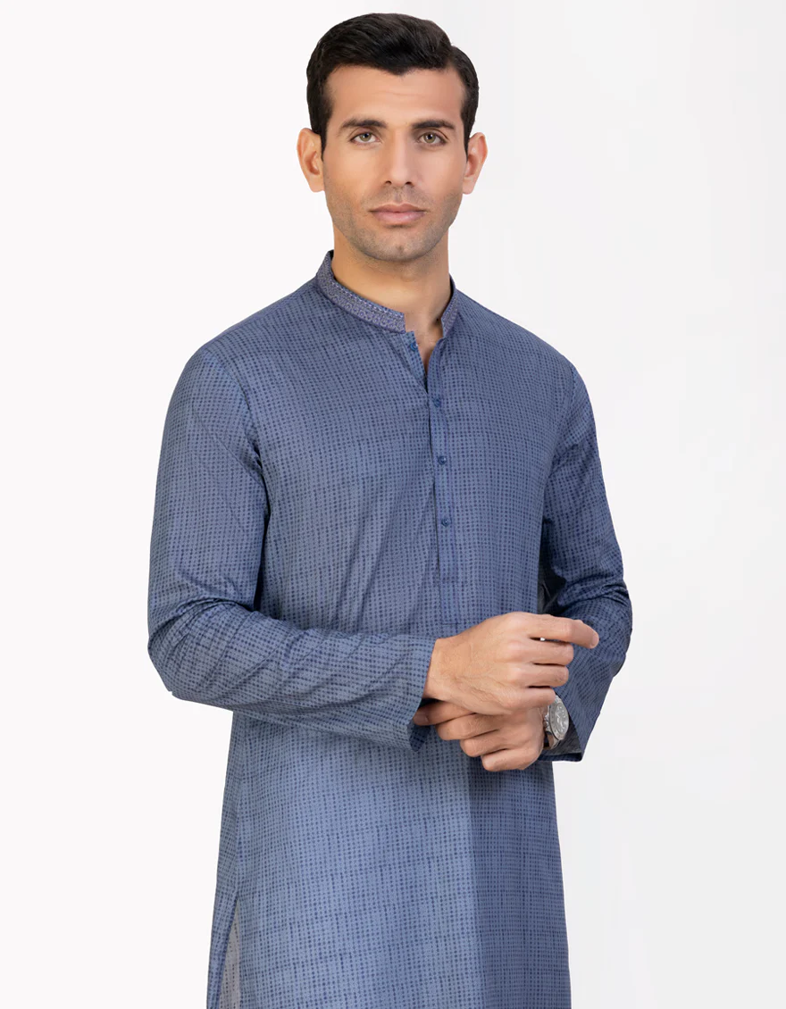 BLUE-GREY COTTON KURTA | JJK-S-US-34458/S23/JJ8771-SF - Image 3