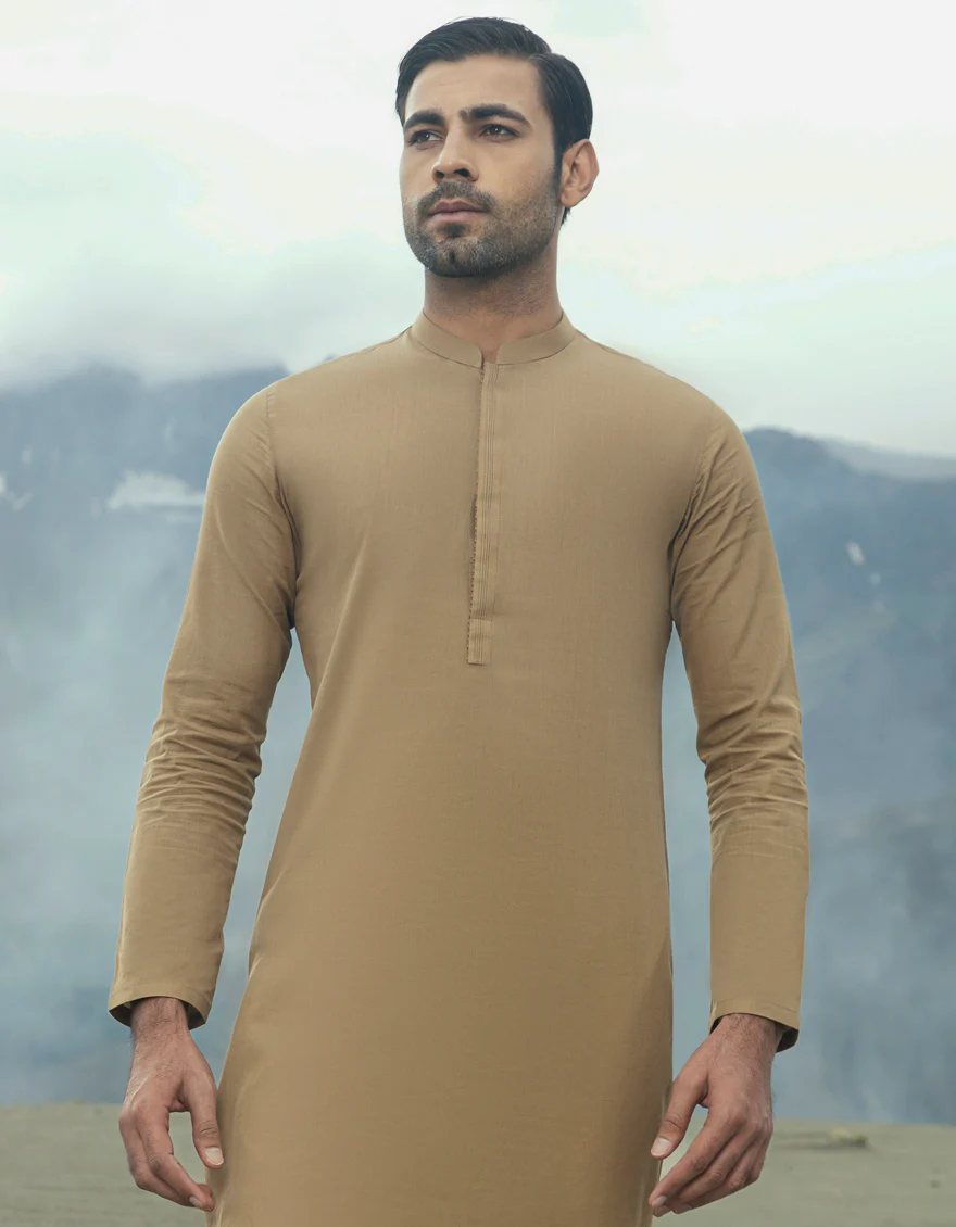 SAND BLENDED KURTA | JJK-S-US-34525/S23/DME-3214-CL - Image 3