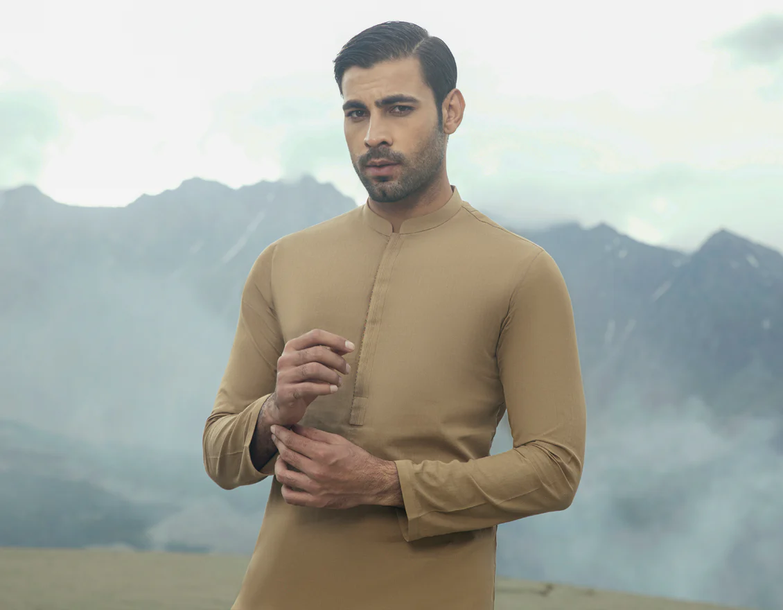 SAND BLENDED KURTA | JJK-S-US-34525/S23/DME-3214-CL - Image 4