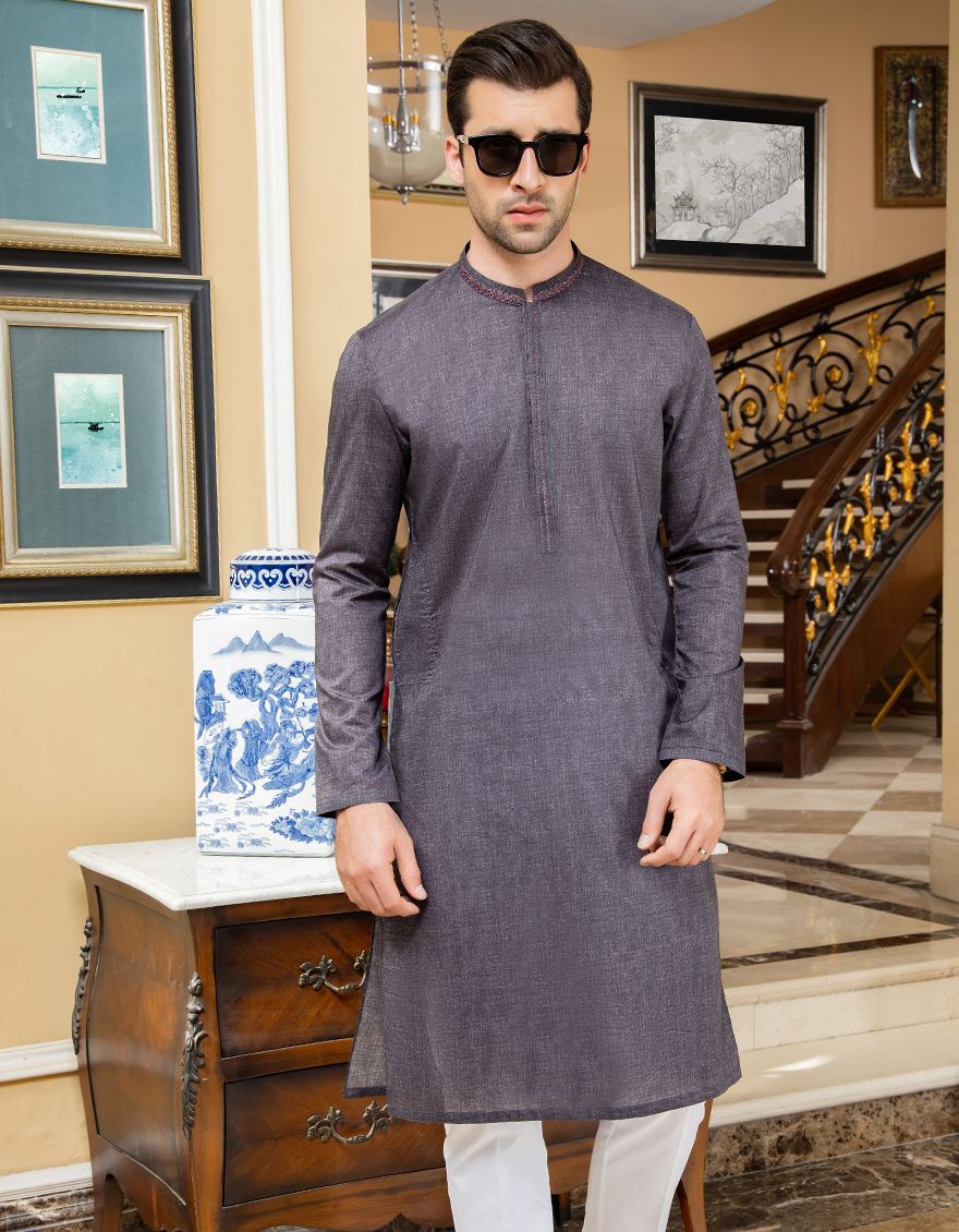 CHARCOAL GREY KURTA | JJK-S-US-36784/S21/JJ6837 - Image 2