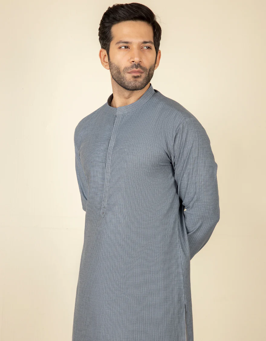GREY COTTON KURTA | JJK-S-US-36897/S22/JJ7618-PN - Image 3